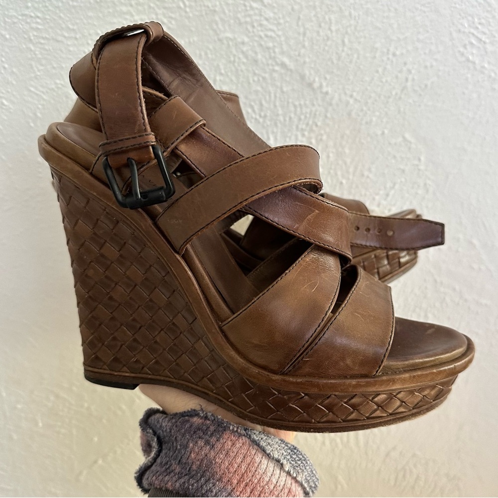 Bottega Veneta Bronze Wedge Leather Sz 9 or 40